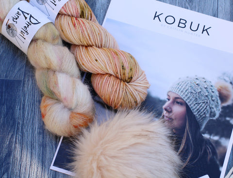 Kobuk Hat Kit - Hansel & Gretel  {Direful DK} +  {Suri Alpaca/ Silk} + Tan Pom Pom